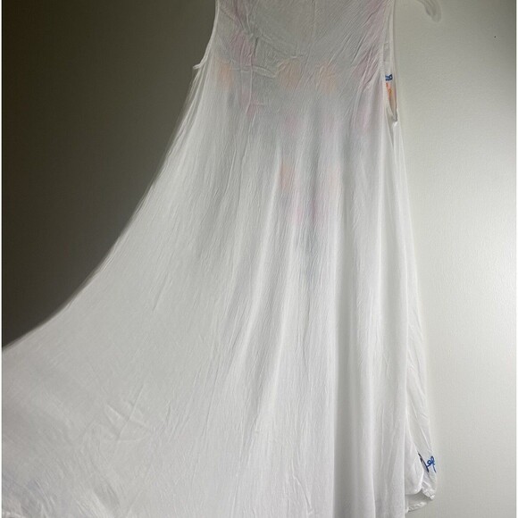 Women’s White Boho Sheer Cover Up Midi Dress Fairy Embroidered Boho One Size - Picture 10 of 11